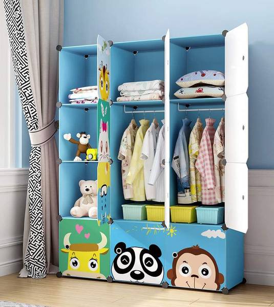 SNKR ESSENTIALS 12-Door 12-Shelf Plastic kids Collapsible Cupboard PC Collapsible Wardrobe