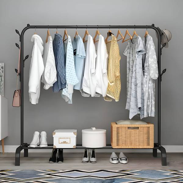 NP-HVRD Metal Multi functional Heavy-Duty Garment Stand Cloth Rack Freestanding Storage Carbon Steel Collapsible Wardrobe