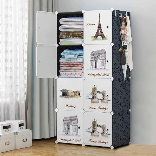 Sasimo 8-Door 8-Shelf Plastic kids Collapsible Cupboard PC Collapsible Wardrobe