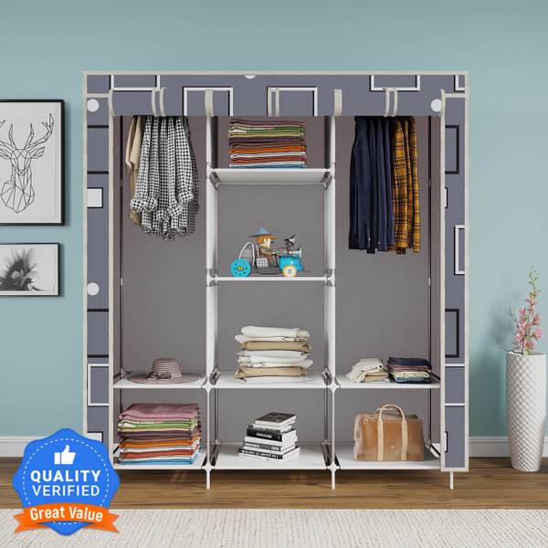 Flipkart Perfect Homes Studio C1 PRINTED 24 GREY Carbon Steel Collapsible Wardrobe