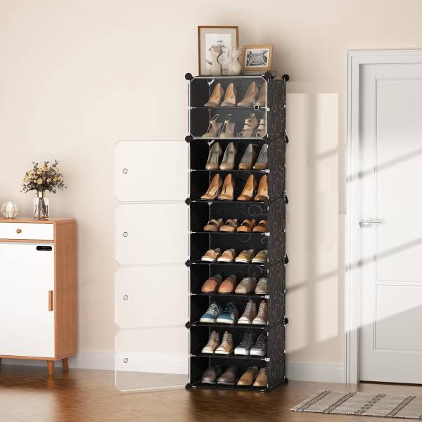 KriShyam Shoe Rack Organizer DIY 20 Pair Tower 5 Door Portable Cabinet for Boots Shoes Plastic, Metal Shoe Rack