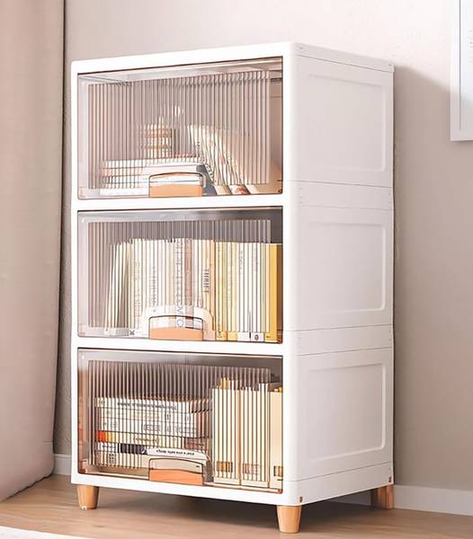Sasimo 3-Door 3-Shelf Plastic foldable Cupboard PC Collapsible Wardrobe