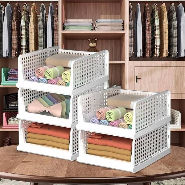 ASHLAS 5 Pieces Wardrobe Organizer for Storage/Polypropylene Foldable PP Collapsible Wardrobe