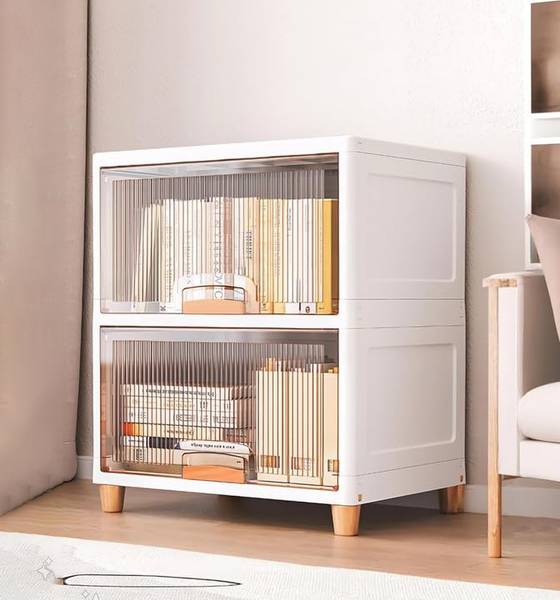 Sasimo 2-Door 2-Shelf Plastic foldable Cupboard PC Collapsible Wardrobe