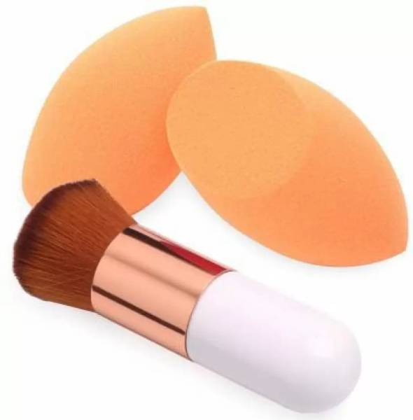 SHEFFO 2 Sponges + 1 FOUNDATION Brush) Makeup Sponges with Foundation Brush