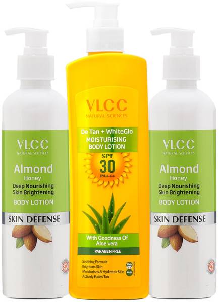 VLCC Almond Honey Skin Brightening (700 ml) & DeTan plus WhiteGlow Lotion (350 ml)