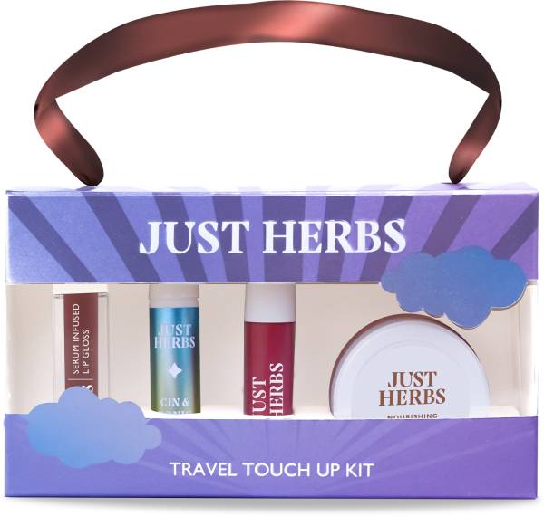 Just Herbs Travel Touch Up Kit Included Lip Gloss, Perfume, Liquid Lipstick & Cheek Tint