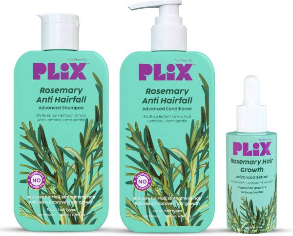 The Plant Fix Plix Rosemary Anti Hairfall Regime| 3% Redensyl Serum, Advanced Shampoo & Conditioner