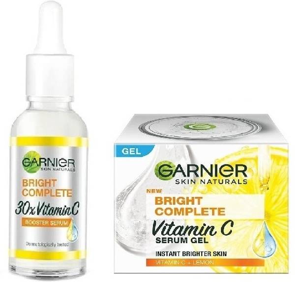 GARNIER Bright Complete Vitamin C Gel Cream 23g 1 pcs + 1 Pcs Vitamin C Face Serum 15ml