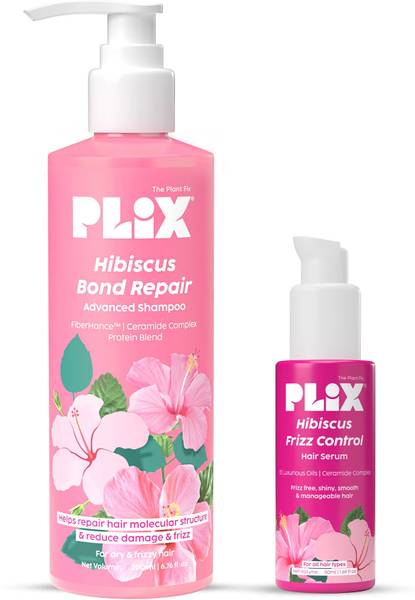 The Plant Fix Plix Hibiscus Frizz Control Hair Serum 50ml + Bond Repair Advanced Shampoo 200ml