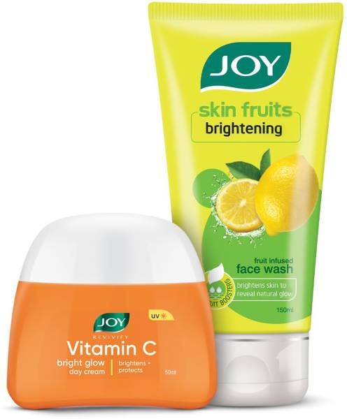 Joy Skin Brightening Lemon Face Wash 150ml & Vitamin C Face Cream 50ml (Combo Pack)