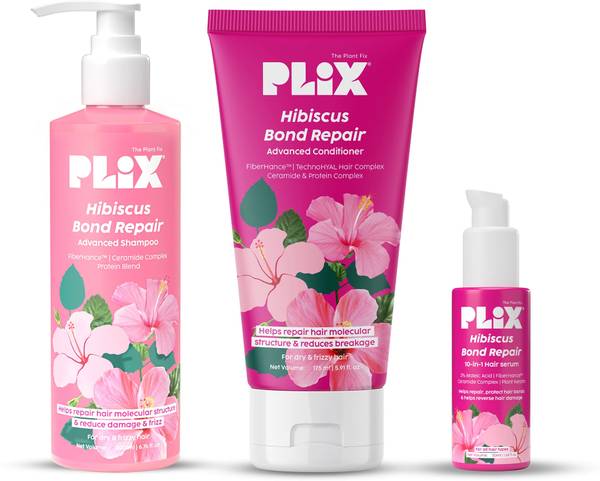 The Plant Fix Plix Hibiscus Bond Repair Advanced 10-in-1 Serum, Shampoo & Conditioner
