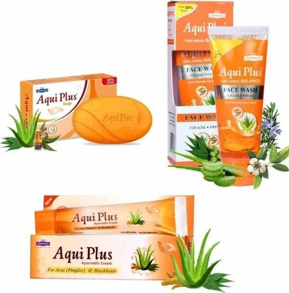HAPDCO AQUI PLUS CREAM WITH SOAP AND FACEWASH (3 ITEM SET) 165 GM