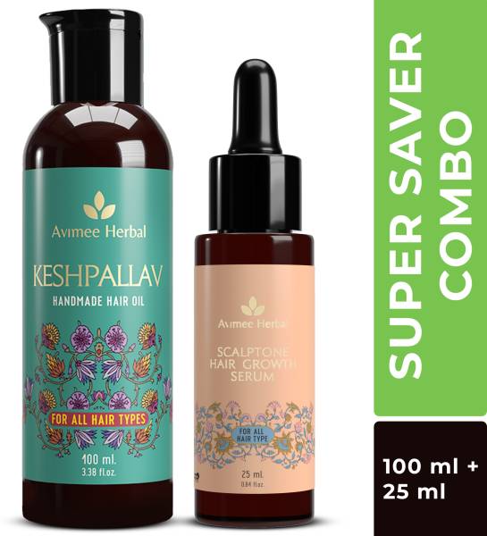 Avimee Herbal Hair Growth Super Saver Combo: Keshpallav Hair Oil and Scalptone Hair Growth Serum