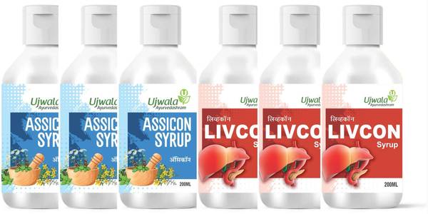 UJWALA AYURVEDASHRAM Livcon Syrup and Assicon Syrup Kit for One Month