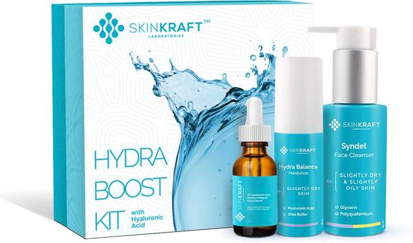 Skinkraft Hydra Boost Kit, Face Wash + Moisturiser + Face Serum - Pack Of 3