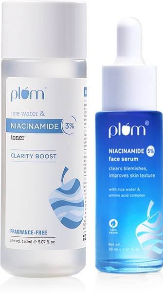 Plum Niacinamide Brightening Duo | 5% Niacinamide Serum + 3% Niacinamide Toner