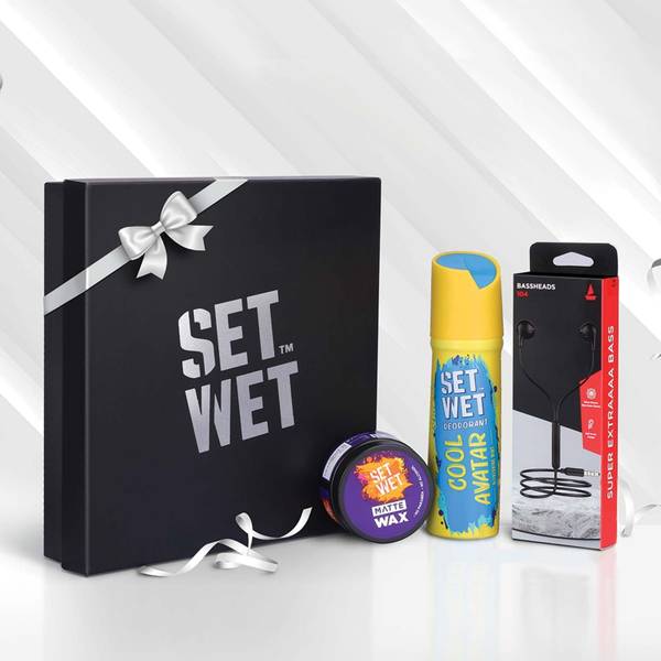 SET WET Combo- 60 gm Matte Wax+150ml Cool Avatar Deo+boAt Bassheads 104 Earphones