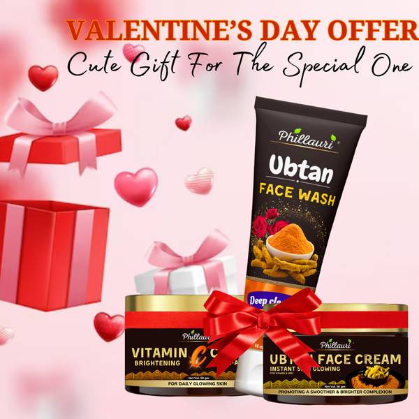 Phillauri Ubtan Natural | Anti-Tan Remove Face Wash With Ubtan Face Cream & Glowing Vitamin C Face Cream Combo Kit