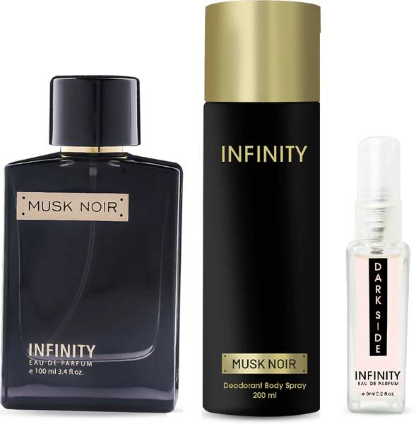 INFINITY Musk Noir 100ml EDP & 200ml Deo With Dark Side 8ml Perfume Premium Gift Set