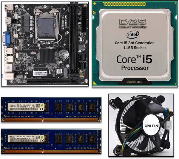 D25 Pre-Installed H61 Motherboard Kit with i5 3rd Gen Processor+16GB DDR3 RAM+CPUFan Combo Motherboard
