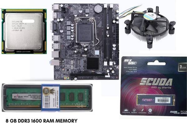 Thunderz H61 kit with i5 3rd processor+ 4gb ddr3 ram+ Scuda 256gb NVMe+ Cpu fan Combo Motherboard