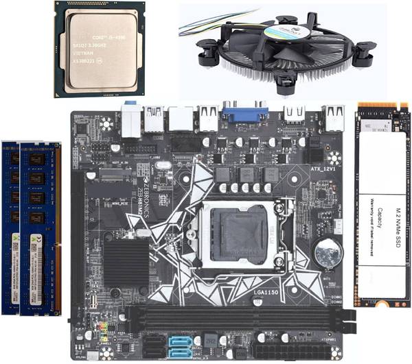 PreSolve H81 MotherBoard, I5-4th Gen , 128GB NVMe, 8+8GB DDR3 RAM, Free CPU Fan Combo Motherboard
