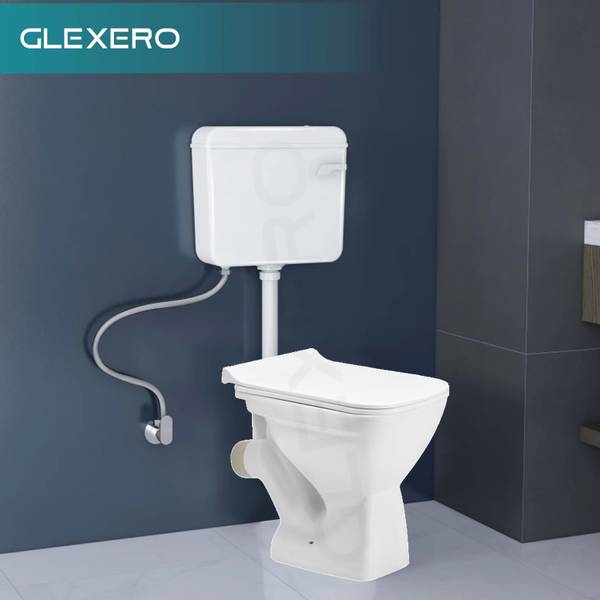 Glexero Luxurious Super Shiny Ceramic Toilet Seat Floor Mounted P Trap Commode Western Commode