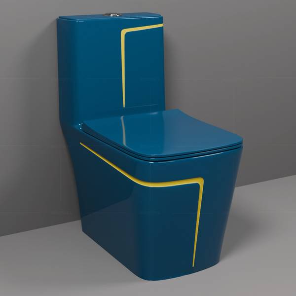 BRIZENTA BR1026 Royal Blue Ceramic S TYPE /Water Closet/Commode With Soft Close Toilet Seat Western Commode