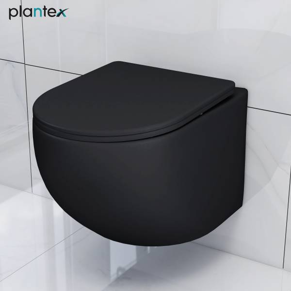 Plantex Commode for Toilet/Ceramic Wall Hung Commode/Rimless Commode with Soft Closing Toilet Seat - P Trap (NCWH-1070) Western Commode