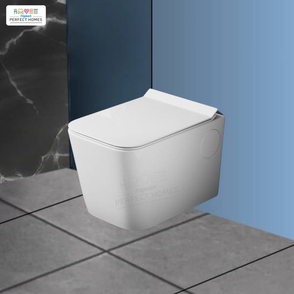 Flipkart Perfect Homes Platinum Ceramic Western Toilet/Water Closet/Commode With Soft Close Toilet Seat Preimum Grade Ceramic's Wallmounted Western Co...