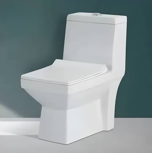 clayplus 113 Premium Grade Ceramic's One Piece Western Toilet Commode with 9 inch Trap Western Commode