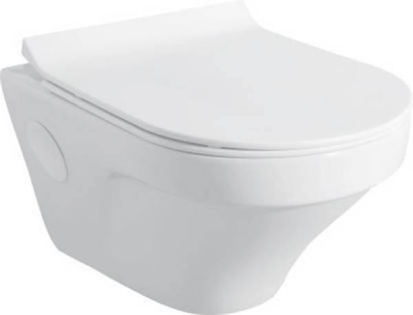 CARA MARK Premium Rimless Ceramic Commode / Wall Mount/ Wall Hung Western Toilet/Commode/Water Closet/EWC/WC with Soft Close Seat Cover Western Commod...