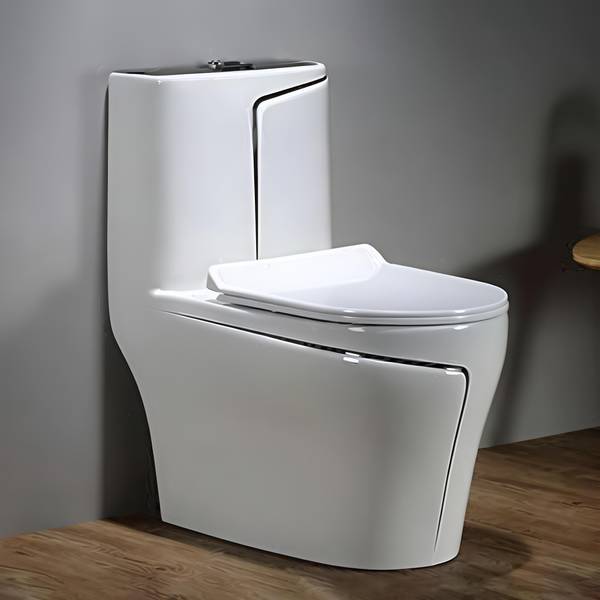clayplus Ceramic P-TRAP Shining white commode with Black Finishing Line and Round Flush Western Commode