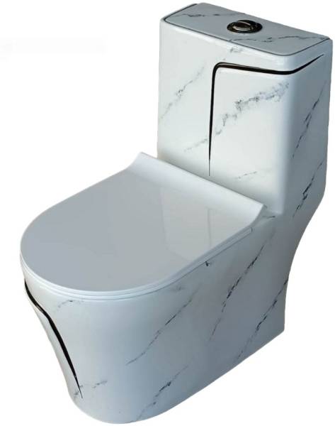 clayplus Shining white Marble commode with Black Finishing Line and Round Flush Button Shining white Marble commode with Black Finishing Line and Roun...