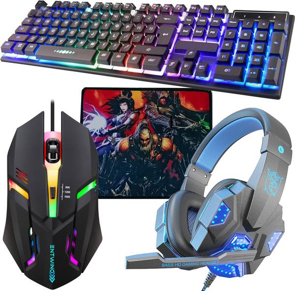 ENTWINO Gaming Combo, RGB Keyboard, Mouse & Headphone Set, Free Mousepad Combo Set