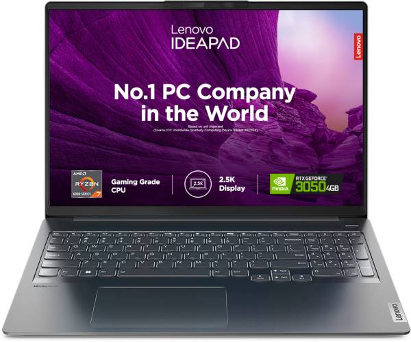 Lenovo IdeaPad 5 Pro AMD AMD Ryzen 7 Octa Core 6800HS - (16 GB/512 GB SSD/Windows 11 Home/4 GB Graphics/NVIDIA GeForce RTX 3050) 16ARH7 Gaming Laptop