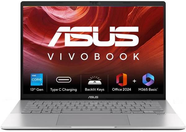 ASUS Vivobook S14 (2025) with Office 2024 + M365 Basic* Intel Core i5 13th Gen 13420H - (16 GB/512 GB SSD/Windows 11 Home) S3407VA-LY033WS Thin and Li...