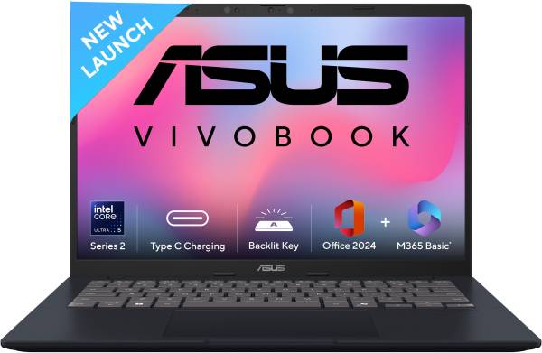 ASUS Vivobook 14 (2025) with Office 2024 + M365 Basic*, AI PC Intel Core Ultra 5 225H - (16 GB/512 GB SSD/Windows 11 Home) X1407CA-LY102WS Thin and Li...