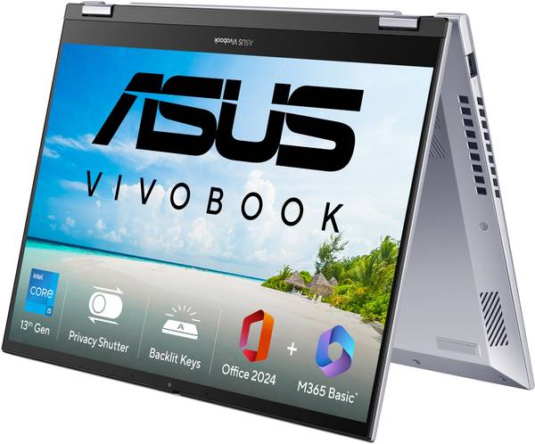 ASUS Vivobook S14 Flip (2025) with Office 2024 + M365 Basic* Intel Core i5 13th Gen 13420H - (16 GB/512 GB SSD/Windows 11 Home) TP3402VAO-LZ612WS 2 in...