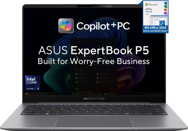 ASUS Expertbook P5 full metal AI PC Intel Core Ultra 5 226V - (16 GB/1 TB SSD/Windows 11 Home) P5405CSA-NZ0583WS Thin and Light Laptop