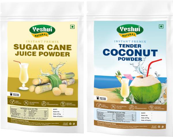 YESHVI NATURAL Sugarcane Juice Powder & Coconut Water Powder Combo, Instant Mix Energy Drink