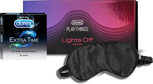 DUREX Extra Time Condom 3s And Playthings Lights Off Eye Mask Combo Condom