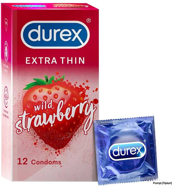 DUREX Extra Thin Wild Strawberry Flavoured Condoms For Men, Condom