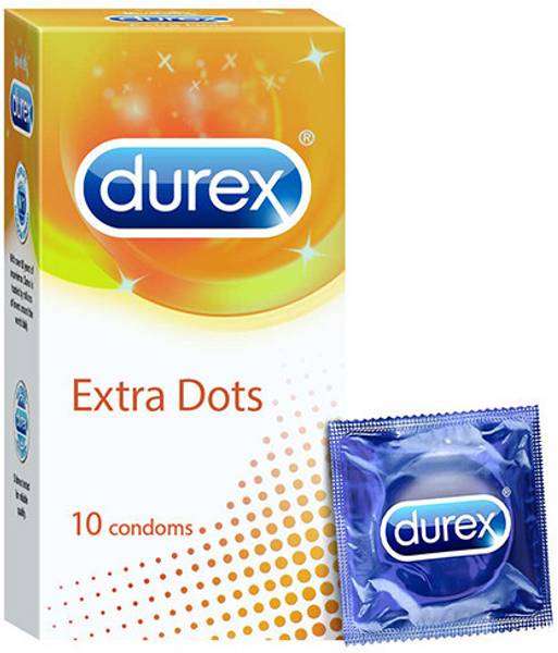 DUREX Extra Dotted Condoms for Men - 10 Count Pack of 1 Condom