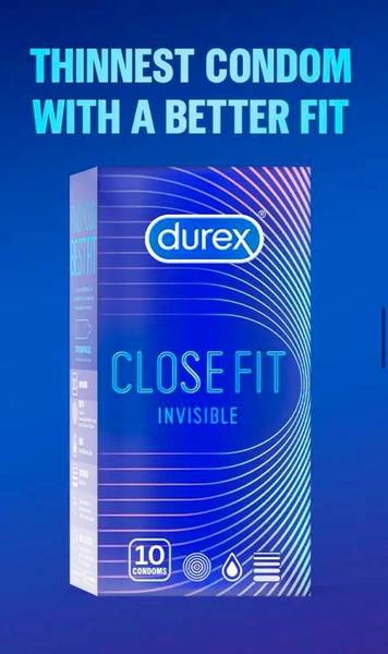 DUREX CLOSE FIT INVISIBLE The highest level of sensitivity and intimacy Condom