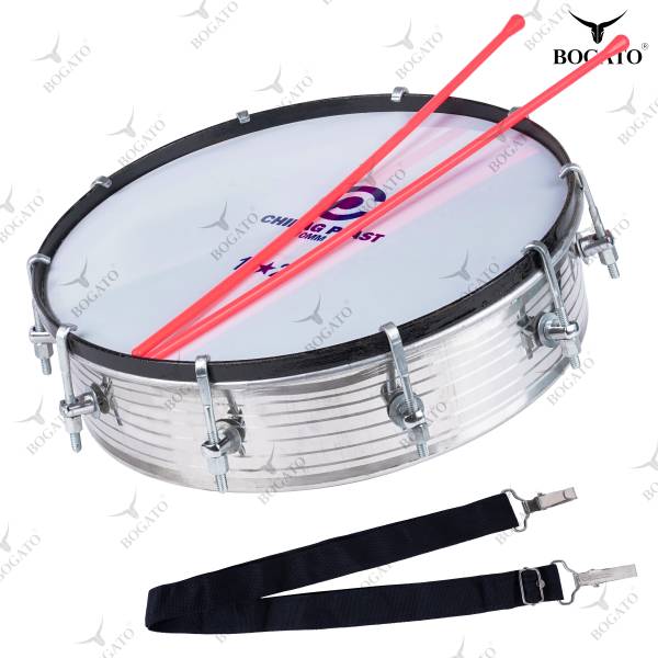 BOGATO Steel drum set, Steel Dhol Tasha Drum with Belt and Stick [12 inch] 100% Steel Drum With Stick And Belt Conga