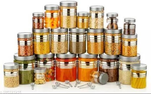 Pack of 24 Plastic Grocery Container - 1200 ml, 650 ml, 350 ml, 250 ml flagcart Silver
