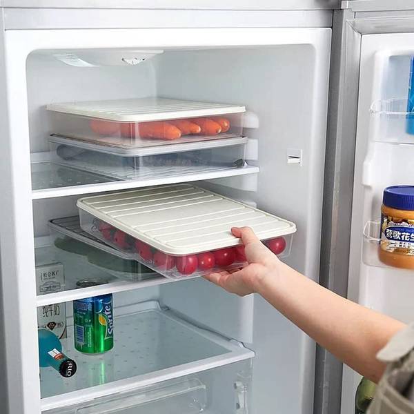 STARKENDY Plastic Plastic Fridge Storage Basket Box Freezer Containers 2500ml+1250ml+1250ml Storage Basket