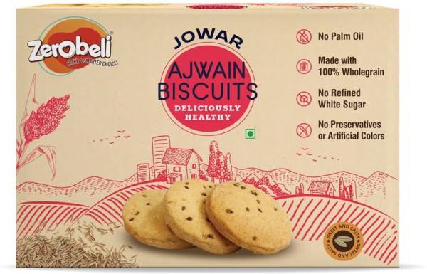 Zerobeli Sweet & Salty Jowar Ajwain Biscuit With Wholegrain | No Added Preservatives | Bakery Biscuit